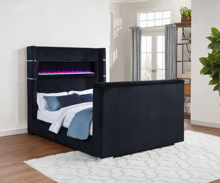 Tisdall Wingback TV Bed with Flame Visualizer - All Brands Furniture (NJ)