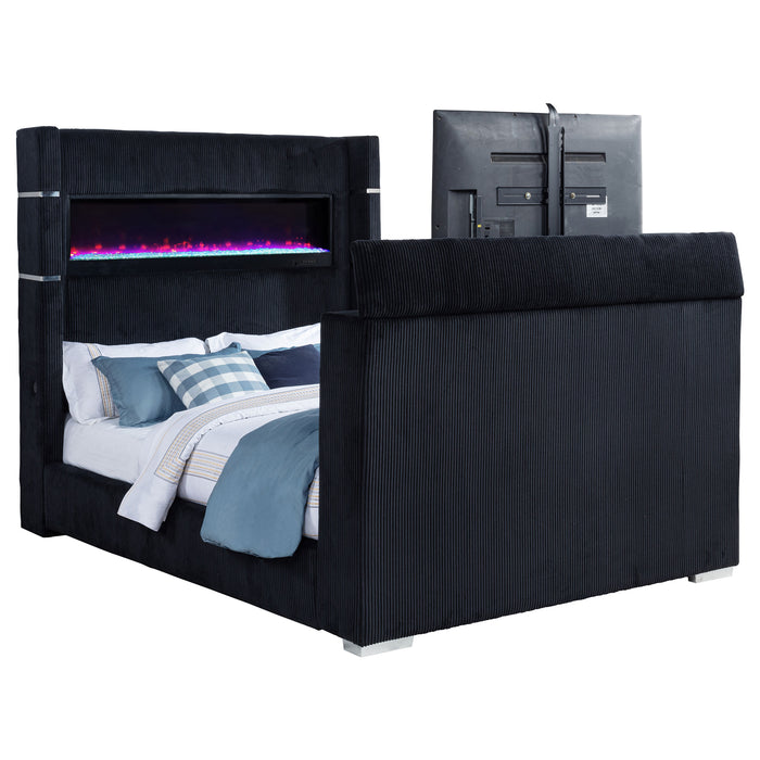 Tisdall Wingback TV Bed with Flame Visualizer - All Brands Furniture (NJ)