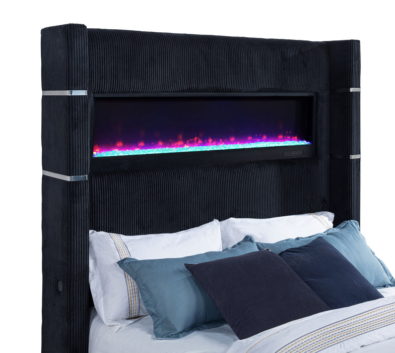 Tisdall Wingback TV Bed with Flame Visualizer - All Brands Furniture (NJ)