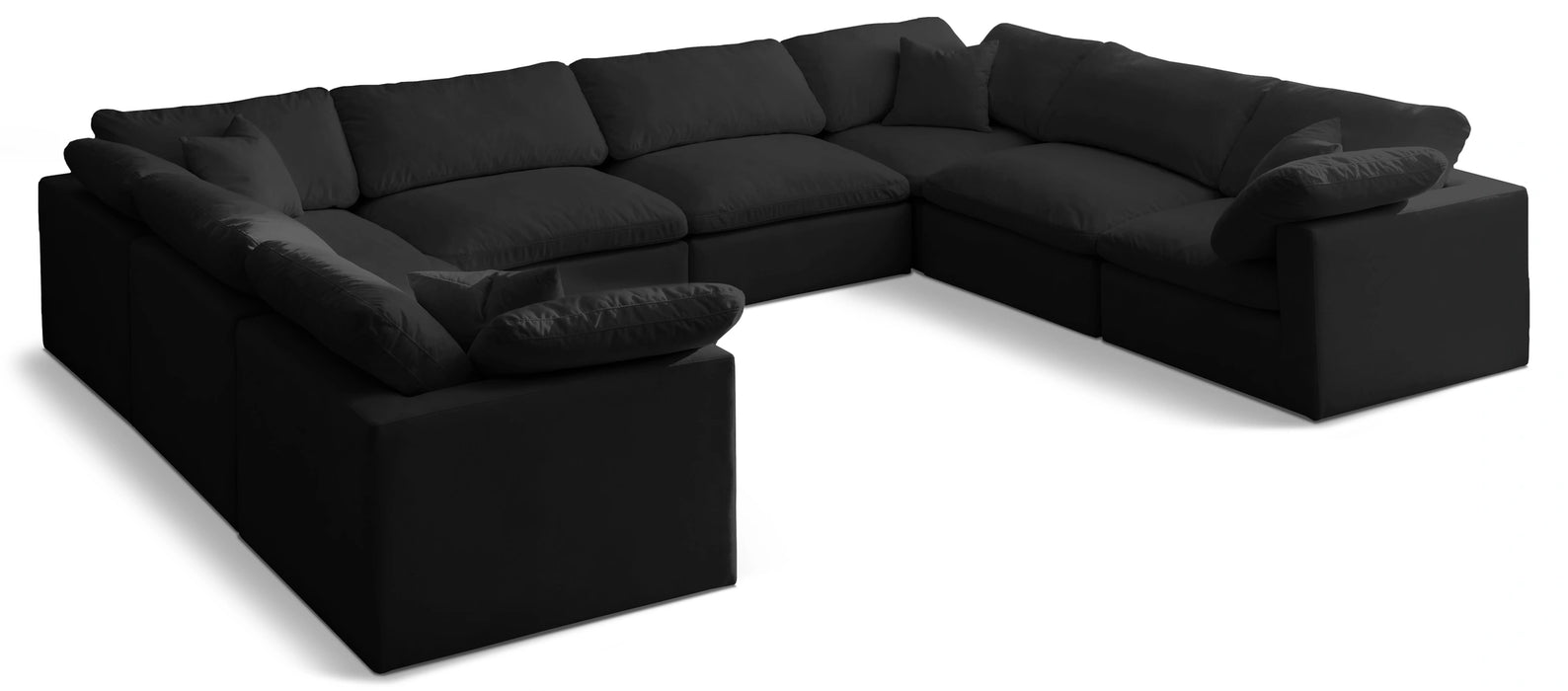 Plush Black Velvet Standard Cloud Modular Sectional