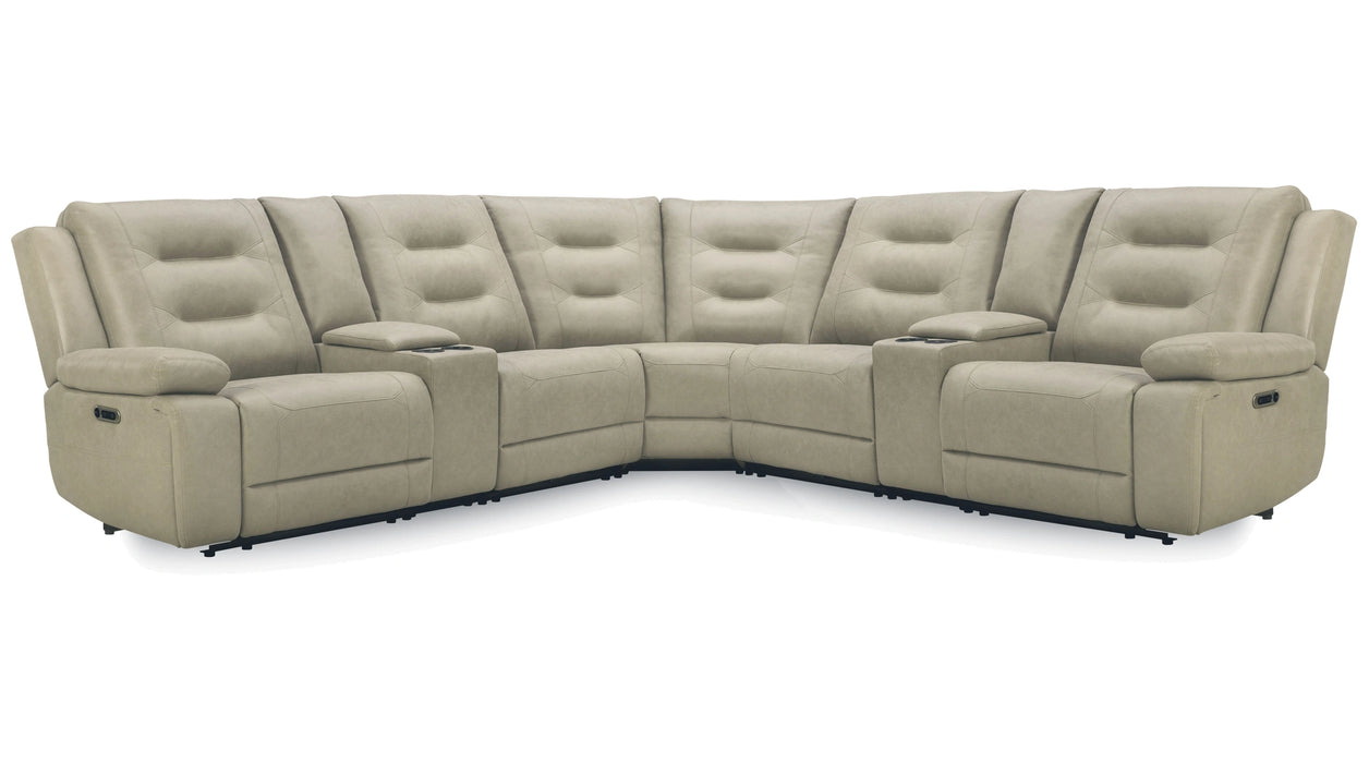 Parker Living Caldwell Fog 7 Piece Modular Power Reclining Sectional with Power Adjustable Headrests with 2 Consoles