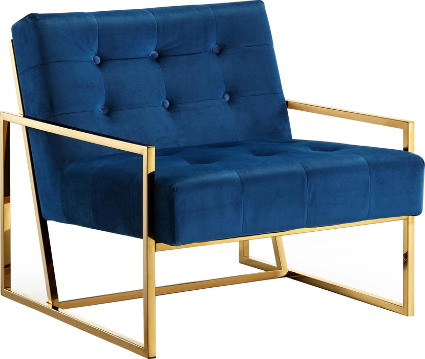 Pierre Navy Velvet Accent Chair