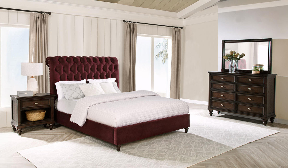 Devon Bedroom Set Wine Red and Dark Oak - All Brands Furniture (NJ)