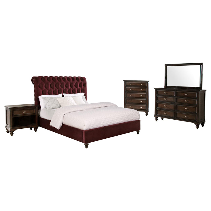 Devon Bedroom Set Wine Red and Dark Oak - All Brands Furniture (NJ)