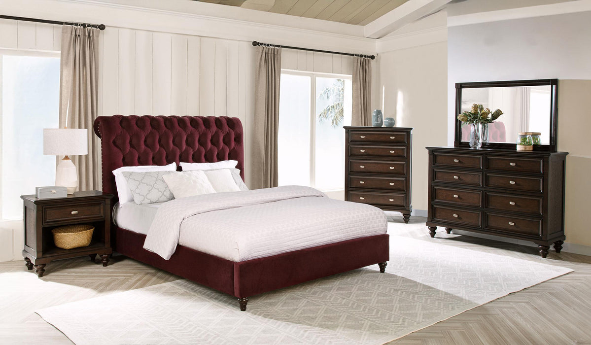 Devon Bedroom Set Wine Red and Dark Oak - All Brands Furniture (NJ)