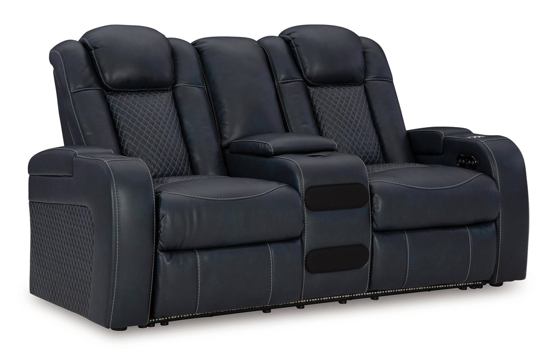Fyne-Dyme Power Reclining Loveseat with Console - All Brands Furniture (NJ)