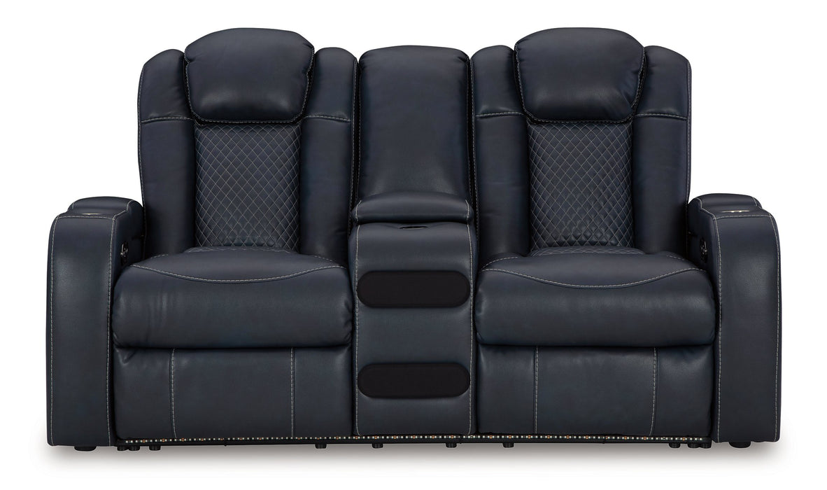 Fyne-Dyme Power Reclining Loveseat with Console - All Brands Furniture (NJ)