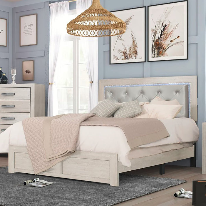 Crown Mark Furniture Jaylen Queen Upholstered Panel Bed in Gray - All Brands Furniture (NJ)