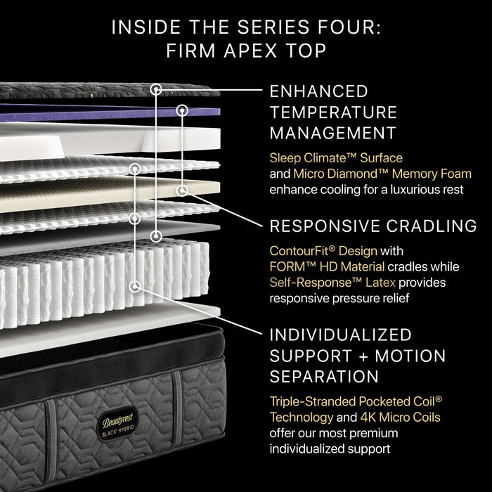 Beautyrest BlackÂ® Series Four 16" Hybrid Firm Apex Top Mattress