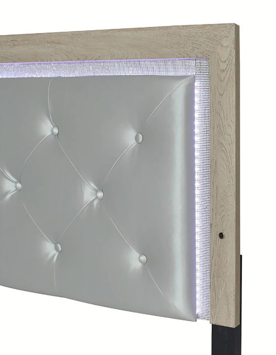 Crown Mark Furniture Jaylen King Upholstered Panel Bed in Gray - All Brands Furniture (NJ)