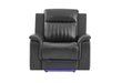 U8879 Blanche Charcoal with Black Welt Power Recliner with LED