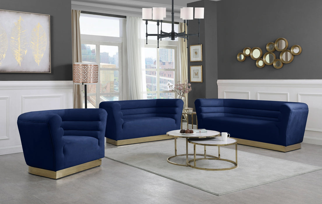 Bellini Navy Velvet Loveseat