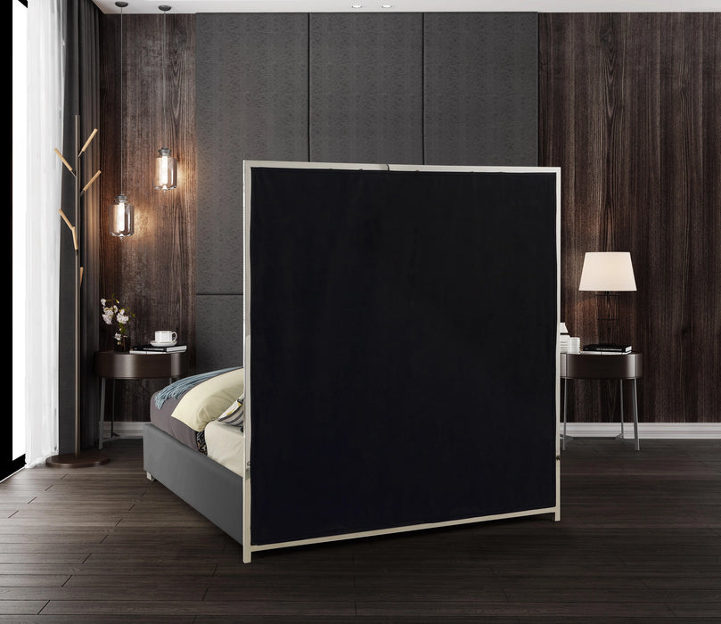 Milan Grey Faux Leather King Bed