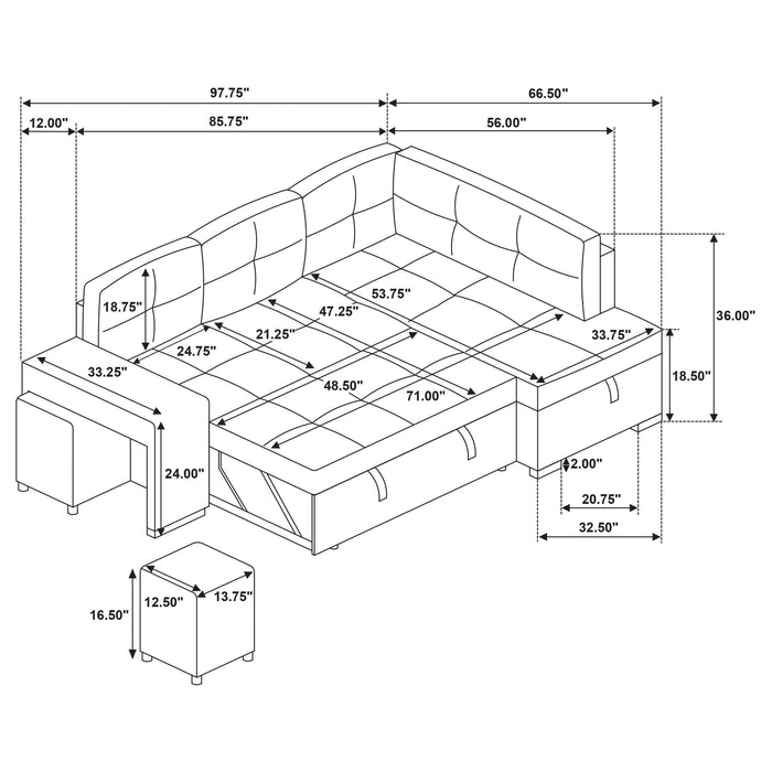 Roanne Pull-Out Sleeper Sectional Sofa - All Brands Furniture (NJ)
