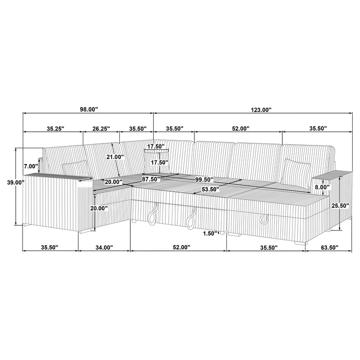 Devonshire Pull-Out Sleeper Sectional Sofa - All Brands Furniture (NJ)