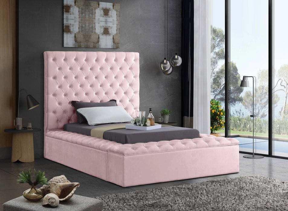 Bliss Pink Velvet Twin Bed (3 Boxes)