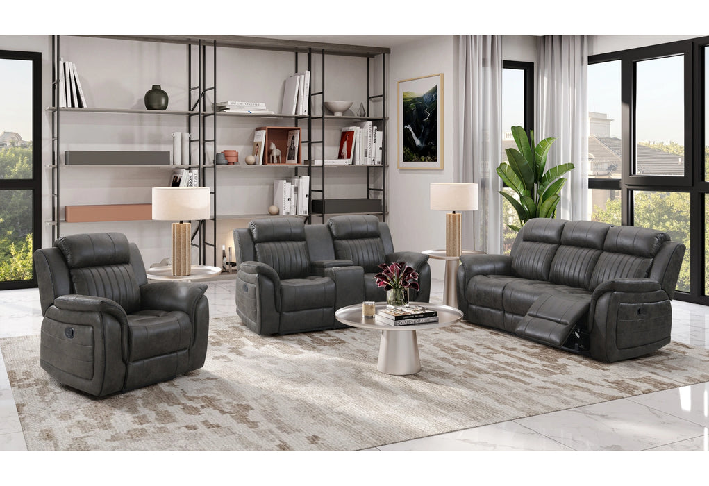U8517 Grey Reclining Sofa/Console Reclining Loveseat