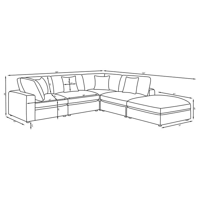 Serene 5-piece Upholstered Modular Sectional Sofa Beige - All Brands Furniture (NJ)
