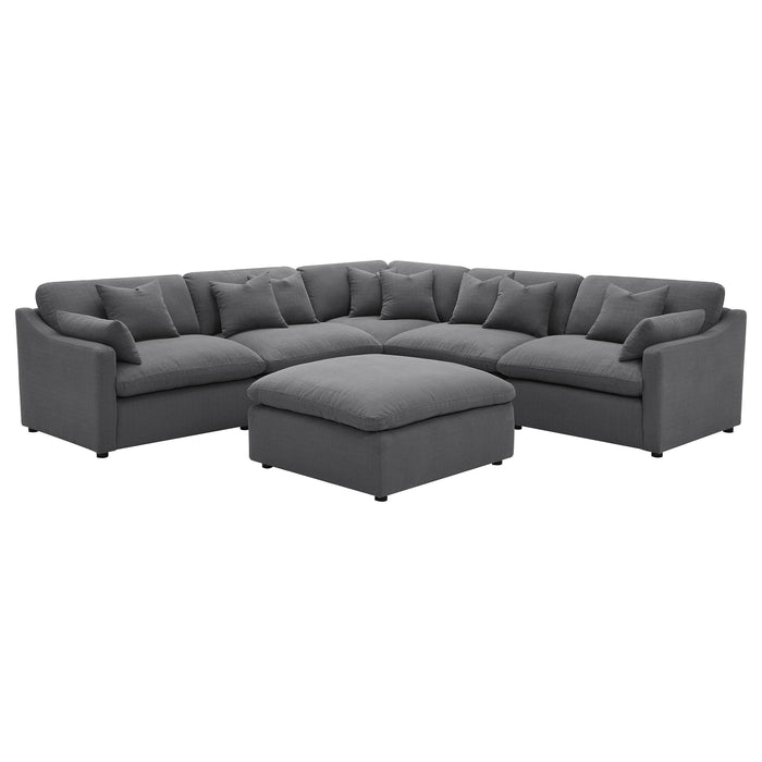 Hobson 6-piece Upholstered Modular Sectional Sofa Charcoal - All Brands Furniture (NJ)