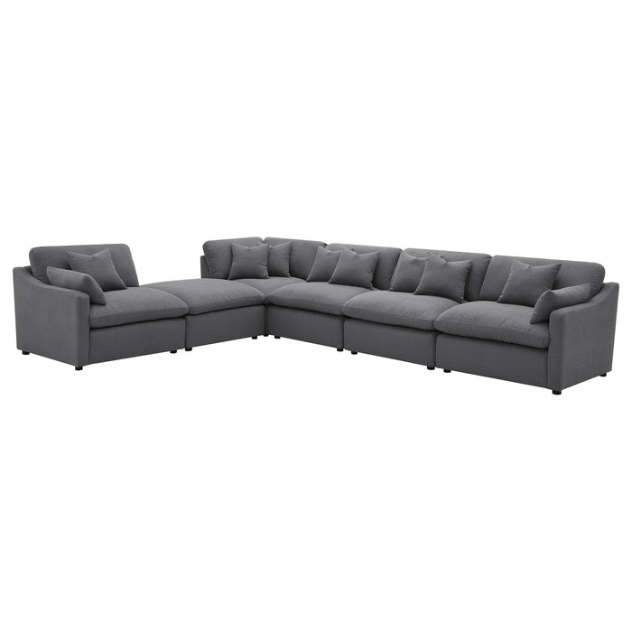 Hobson 6-piece Upholstered Modular Sectional Sofa Charcoal - All Brands Furniture (NJ)
