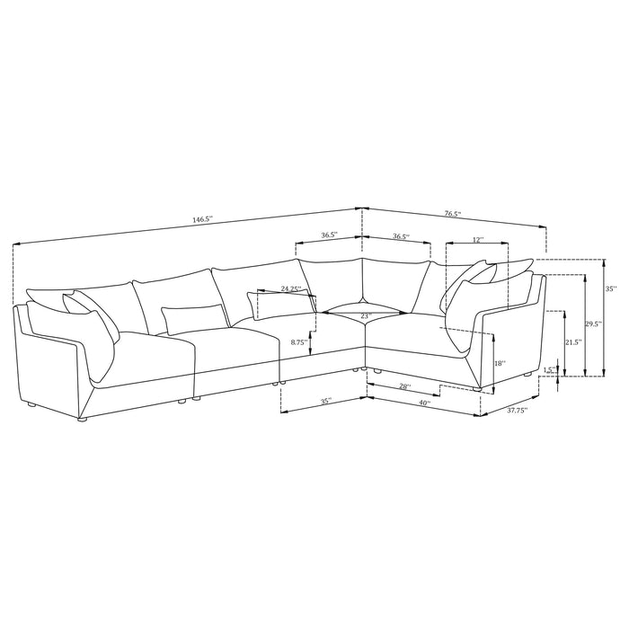 Sasha 5 Piece Sectionals - All Brands Furniture (NJ)