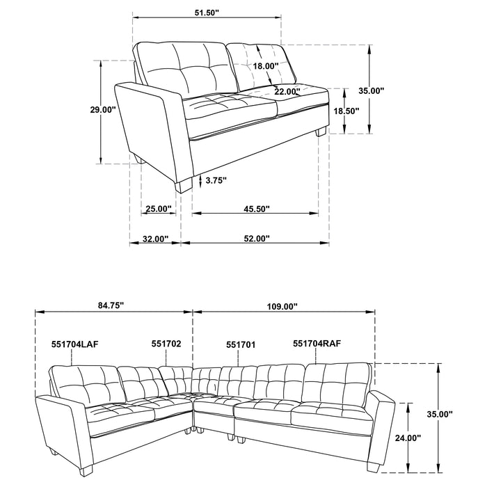 Georgina 5 Pc Stationary Sectionals Grey - All Brands Furniture (NJ)