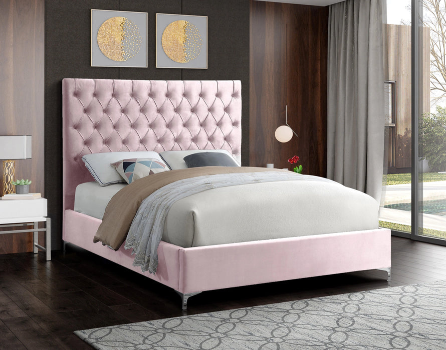 Cruz Pink Velvet Full Bed