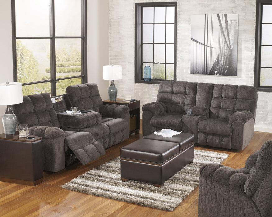 Acieona Reclining Sofa with Drop Down Table - All Brands Furniture (NJ)