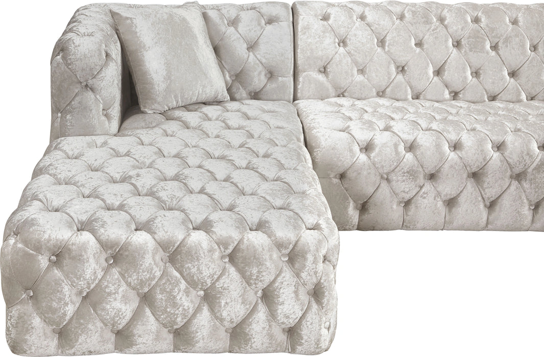 Coco White Velvet 3pc. Sectional (3 Boxes)
