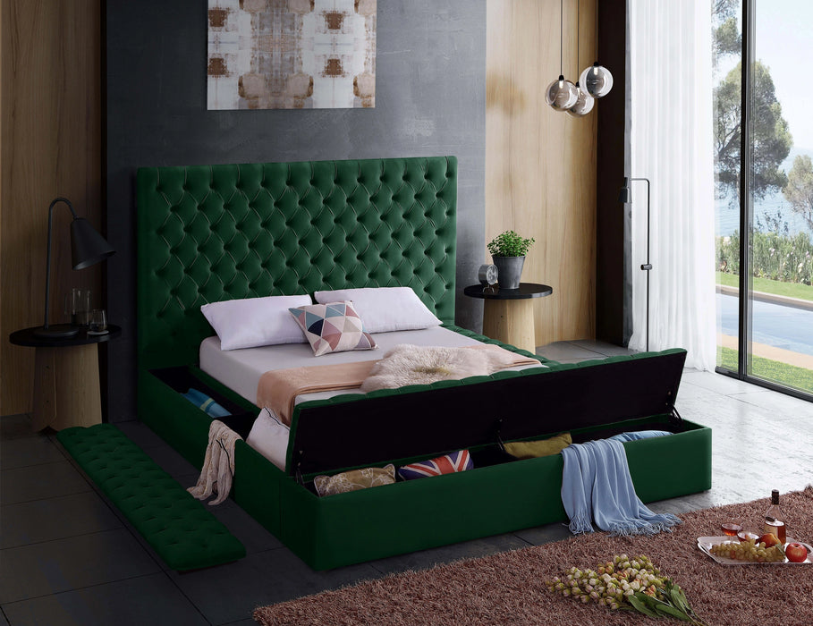 Bliss Green Velvet King Bed (3 Boxes)