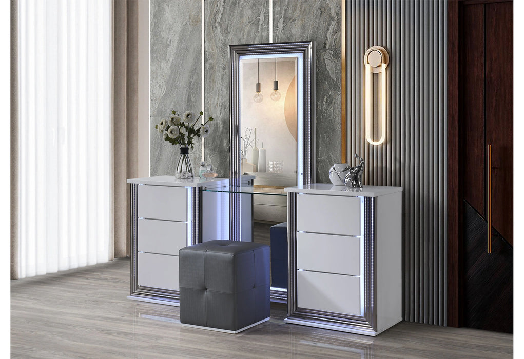 Ylime-Smooth White- Fully Slatted with Vanity Set-N