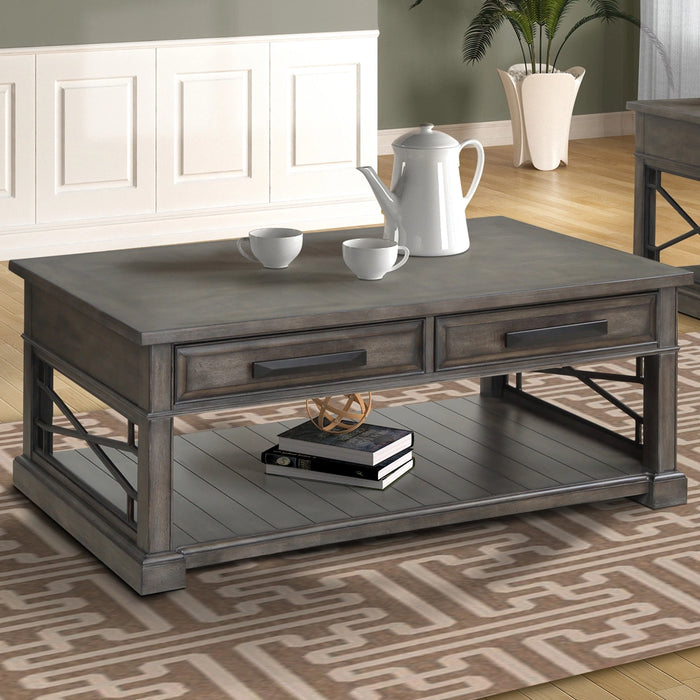 Parker House Sundance - Smokey Grey Cocktail Table with 2 Chairside Tables and Console Table