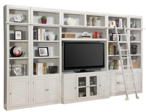Parker House Boca 7-Piece Entertainment Inset Wall with Ladder in Cottage White