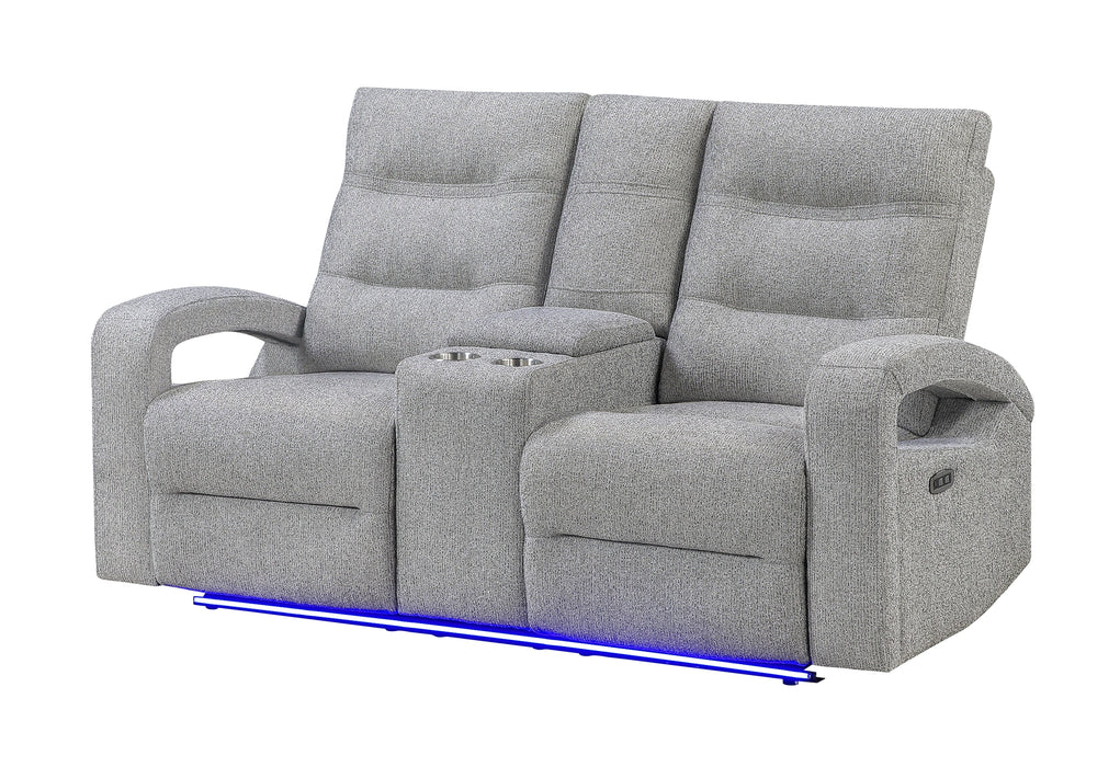 U6611 Grey 15 Power Console Reclining Loveseat with LED