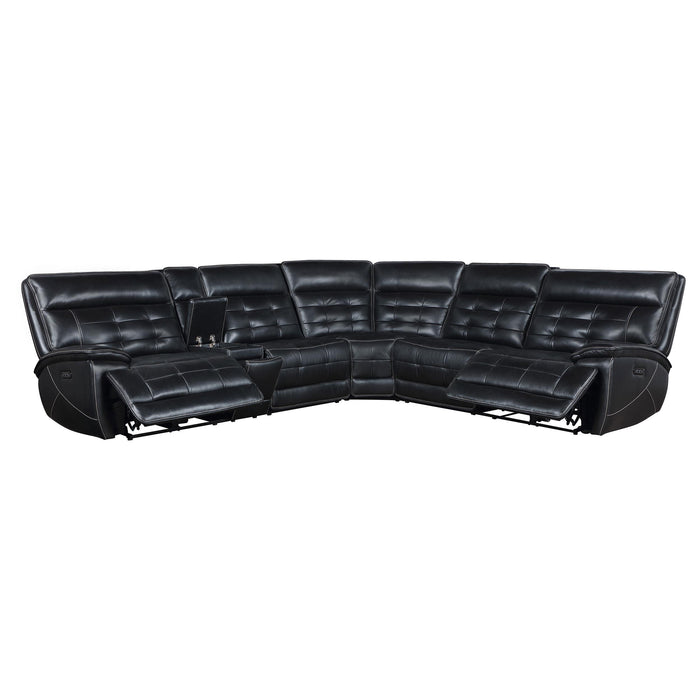 Hewitt Leather Upholstered Power Reclining Sectional Black - All Brands Furniture (NJ)