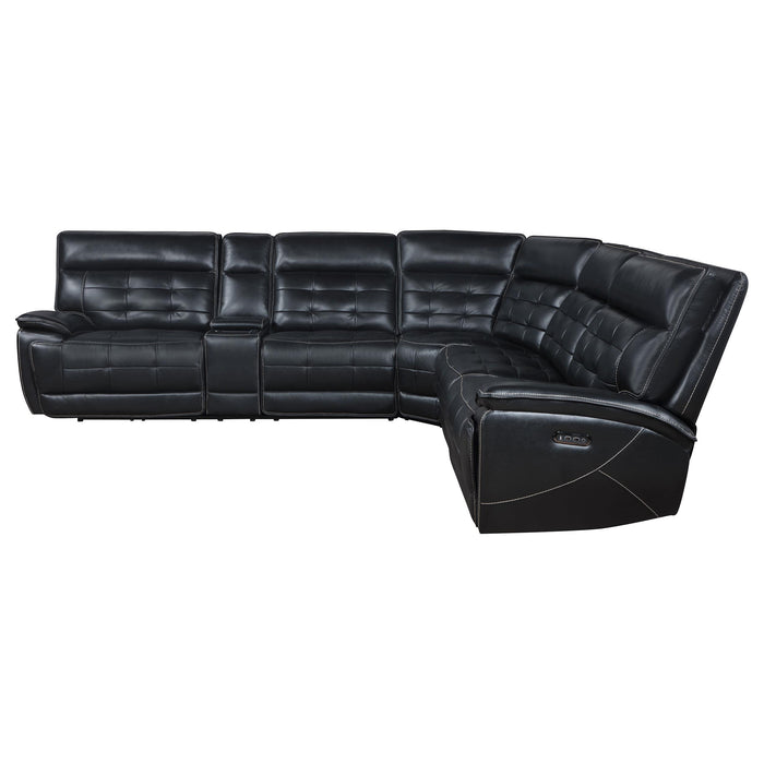 Hewitt Leather Upholstered Power Reclining Sectional Black - All Brands Furniture (NJ)