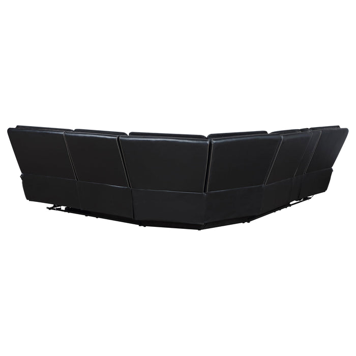 Hewitt Leather Upholstered Power Reclining Sectional Black - All Brands Furniture (NJ)