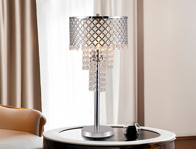 CRYSTAL ON MESH TABLE LAMP 24 H - All Brands Furniture (NJ)