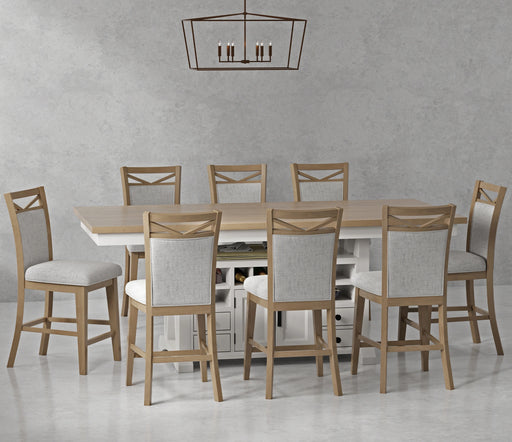 Parker House Americana Modern Dining Island Counter Height Table with 8 upholstered chairs