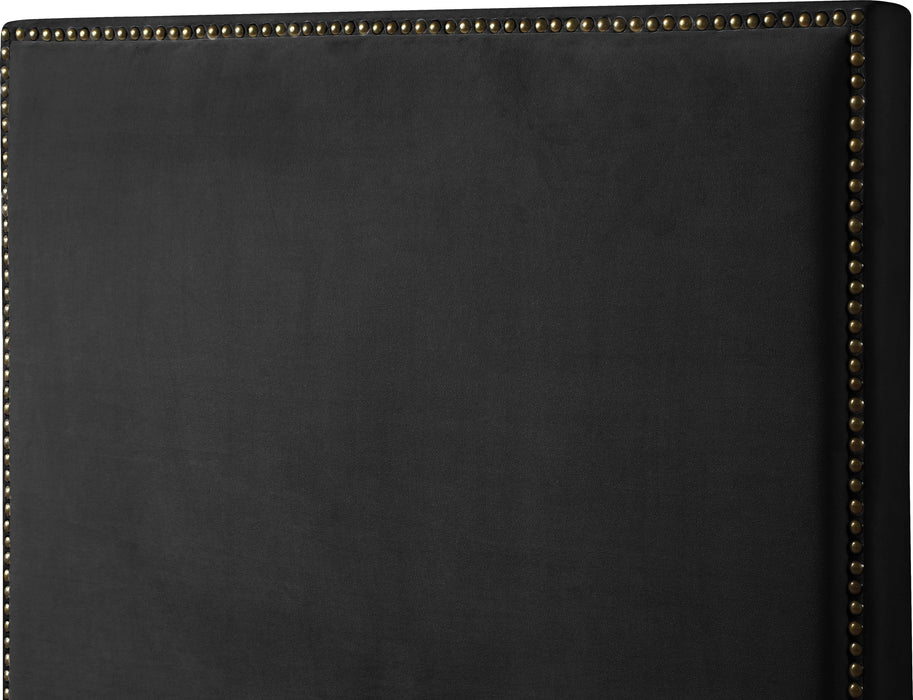 Harlie Black Velvet Queen Bed