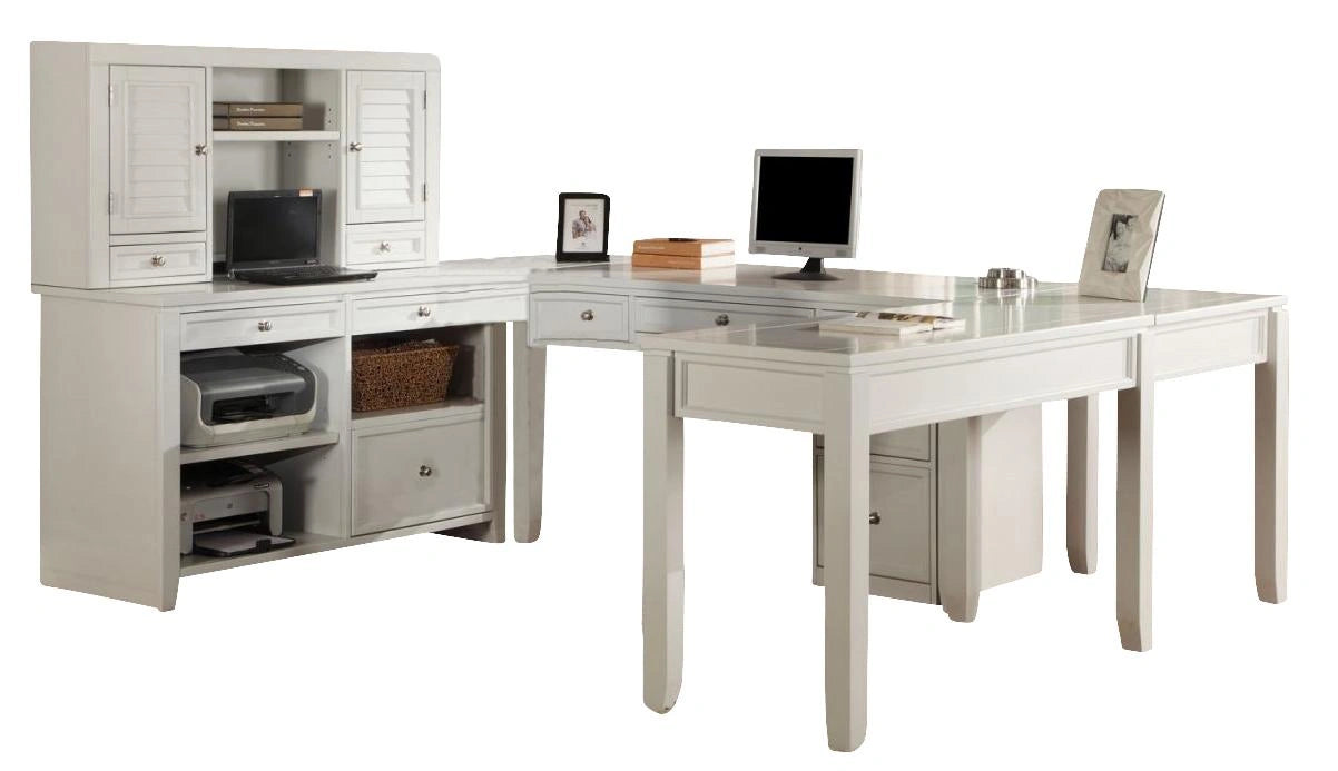 Parker House Boca 7-Piece U-Shaped Modular Office in Cottage White