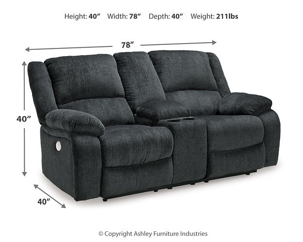 Draycoll Power Reclining Loveseat with Console - All Brands Furniture (NJ)