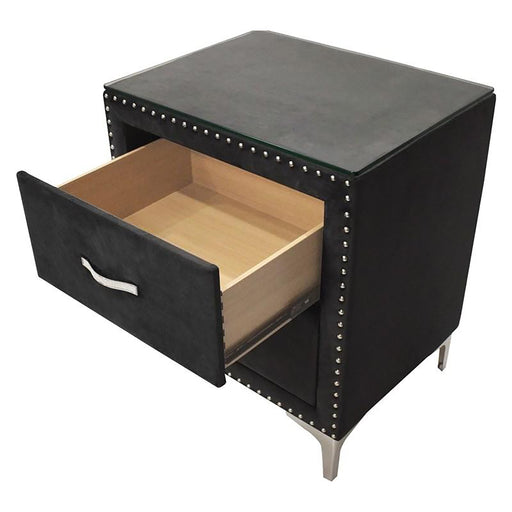 Crown Mark Furniture Lucinda 2 Drawer Nightstand in Black - All Brands Furniture (NJ)