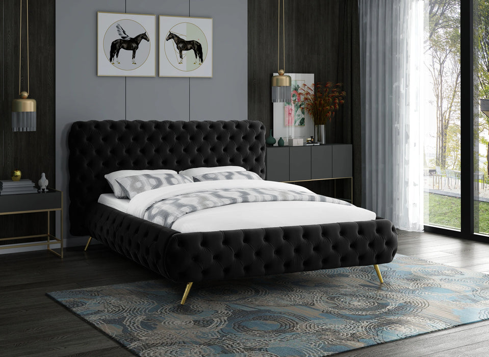 Delano Black Velvet Queen Bed