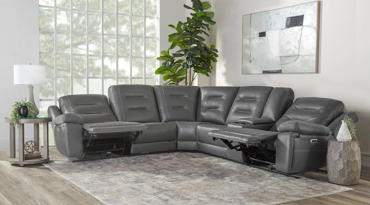 Parker Living Caldwell Fog 6 Piece Modular Power Reclining Sectional with Power Adjustable Headrests