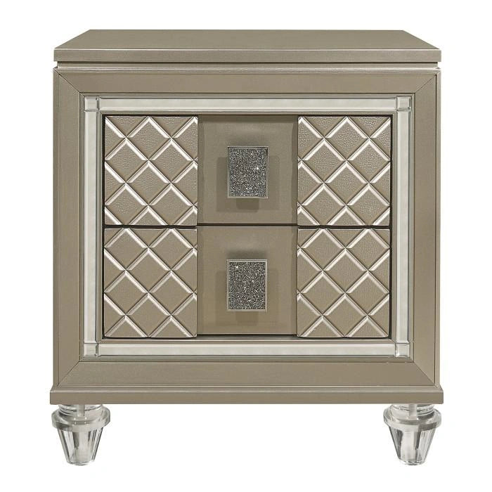 Youth Loudon 2 Drawer Nightstand in Champagne Metallic B1515-4