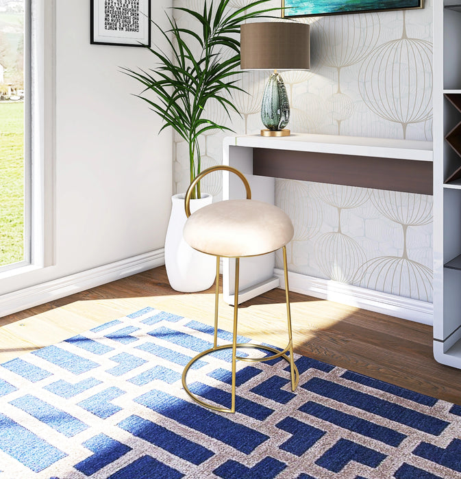 Ring Cream Velvet Counter Stool