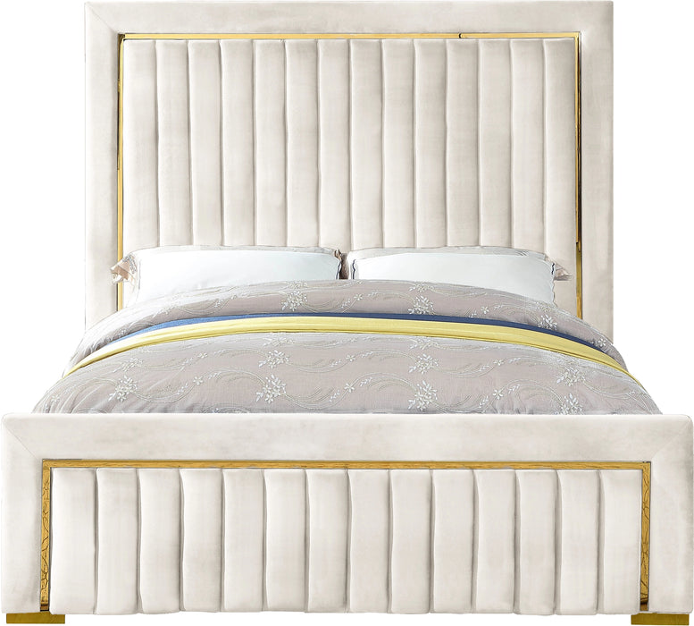 Dolce Cream Velvet King Bed (3 Boxes)