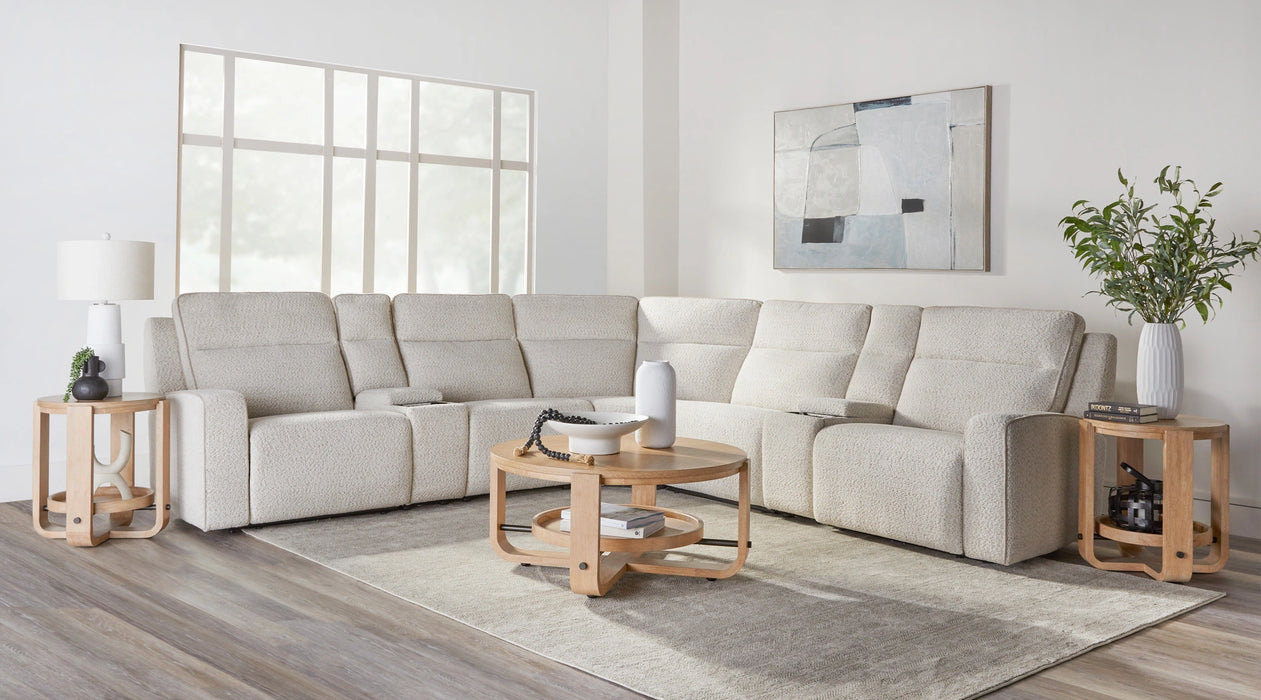 Parker Living Lancaster - Fluffy River Rock 7 Piece Zero Gravity Power Reclining Sectional with Power Adjustable Headrests