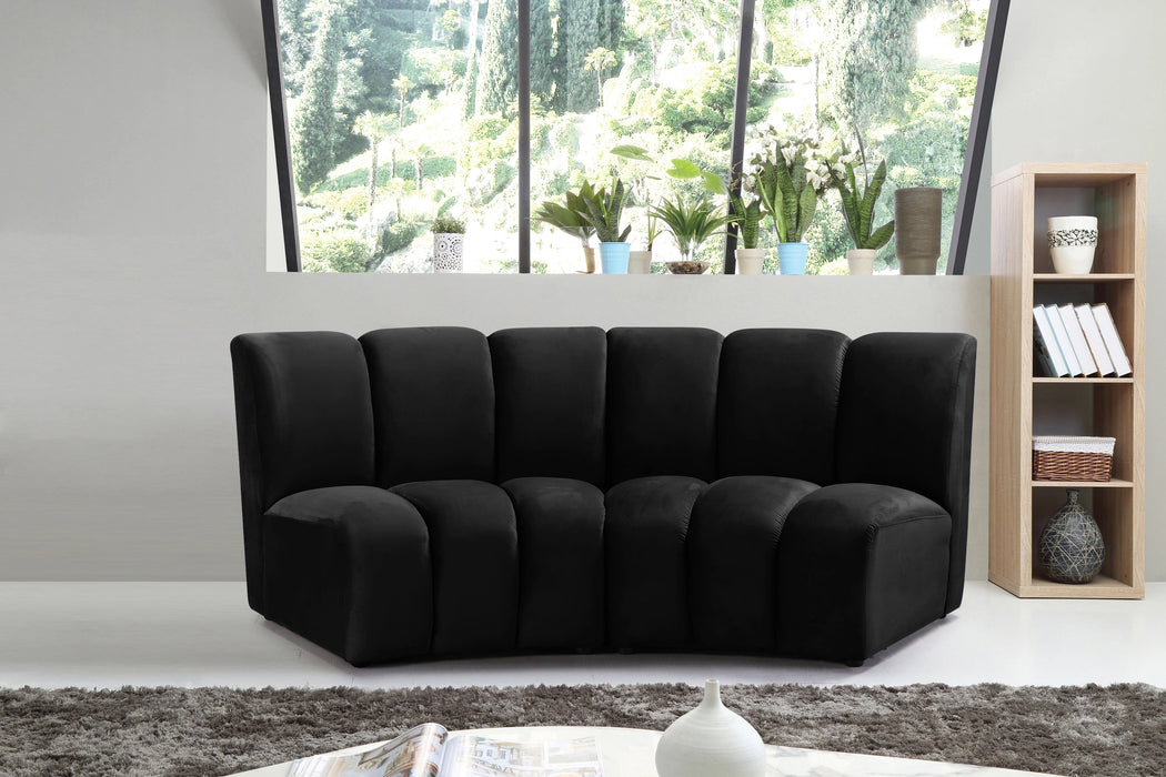 Infinity Black Velvet 2pc. Modular Sectional